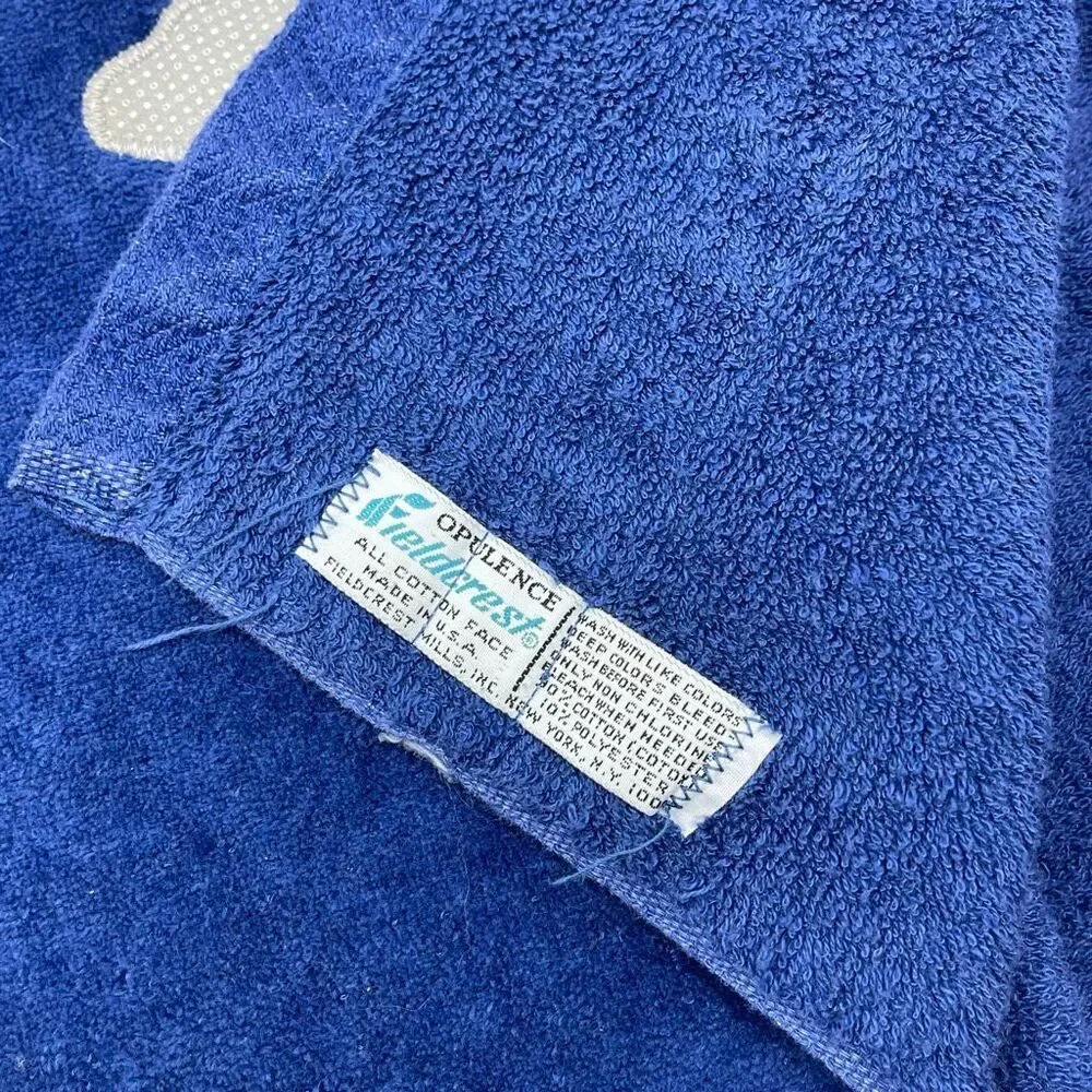 Vintage Fieldcrest Body Wrap Around Towel Cover Up Terry Cloth USA Made Blue